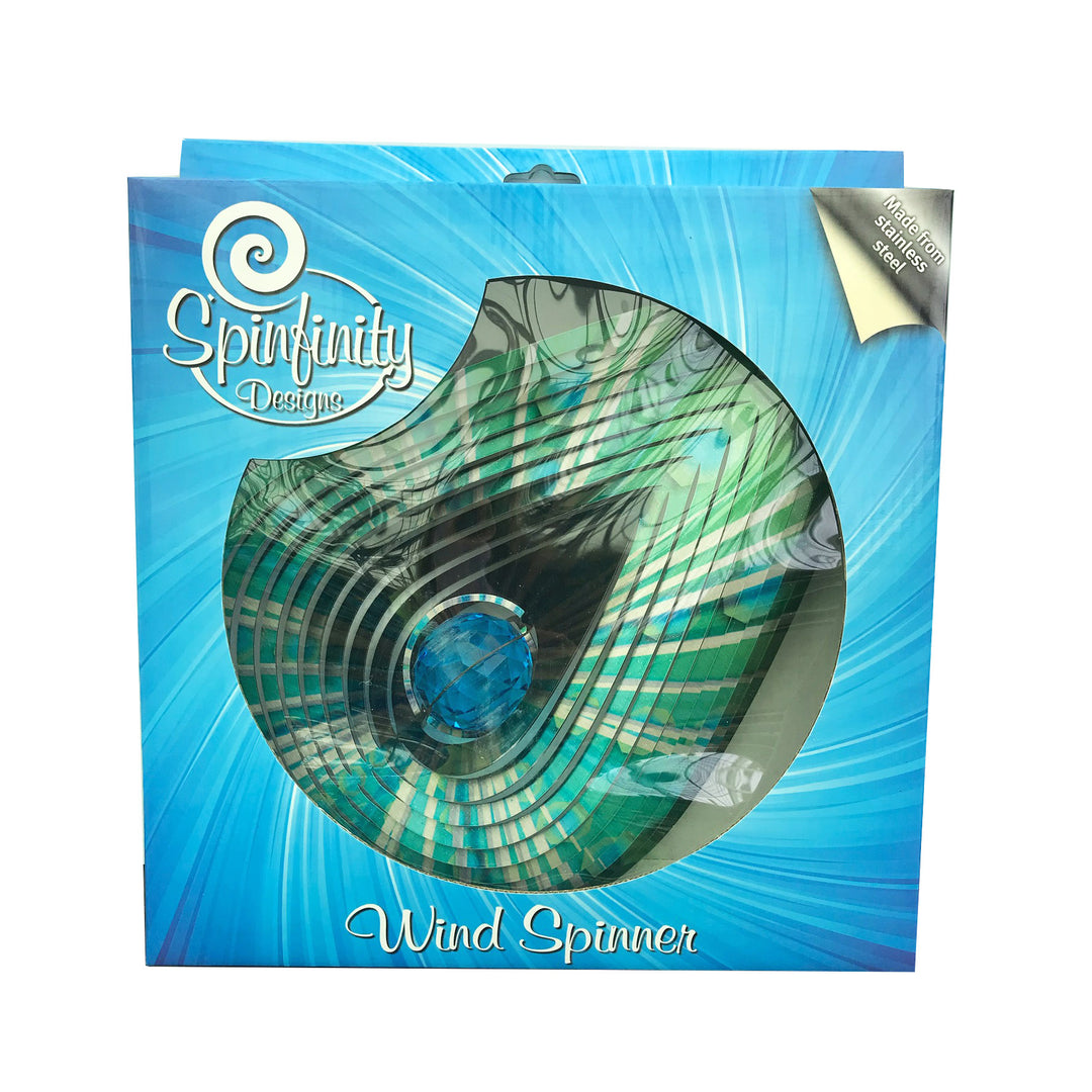 Spinfinity Designs Crystal Aqua Teardrop Spinner, Large