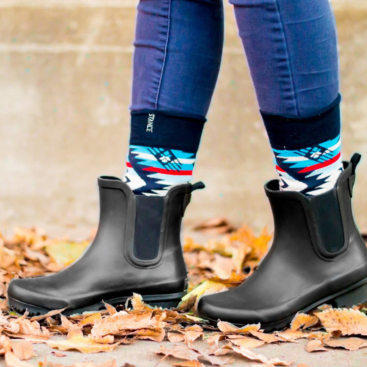 Roma Chelsea Ankle Rain Boots, Black, Size 10