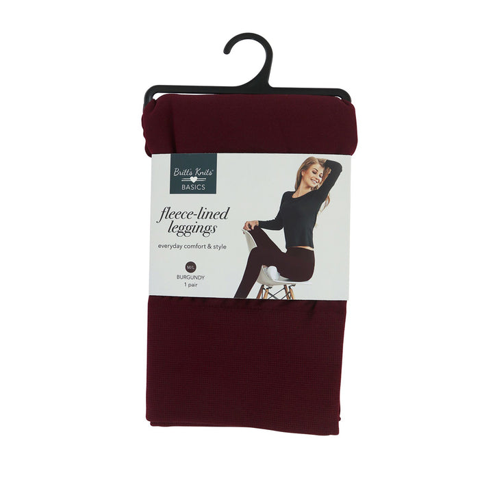 Britt's Knitt's, Fleece Lined Leggings, Burgandy