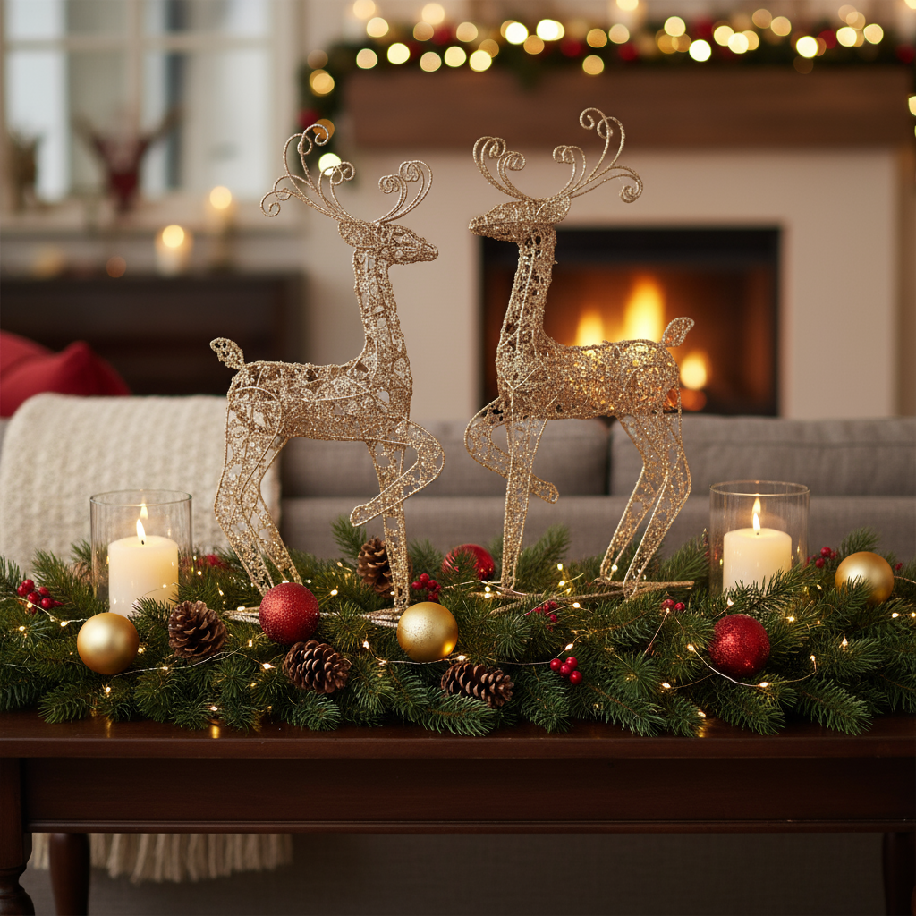 Metal Wire Standing Reindeer, 22 in.