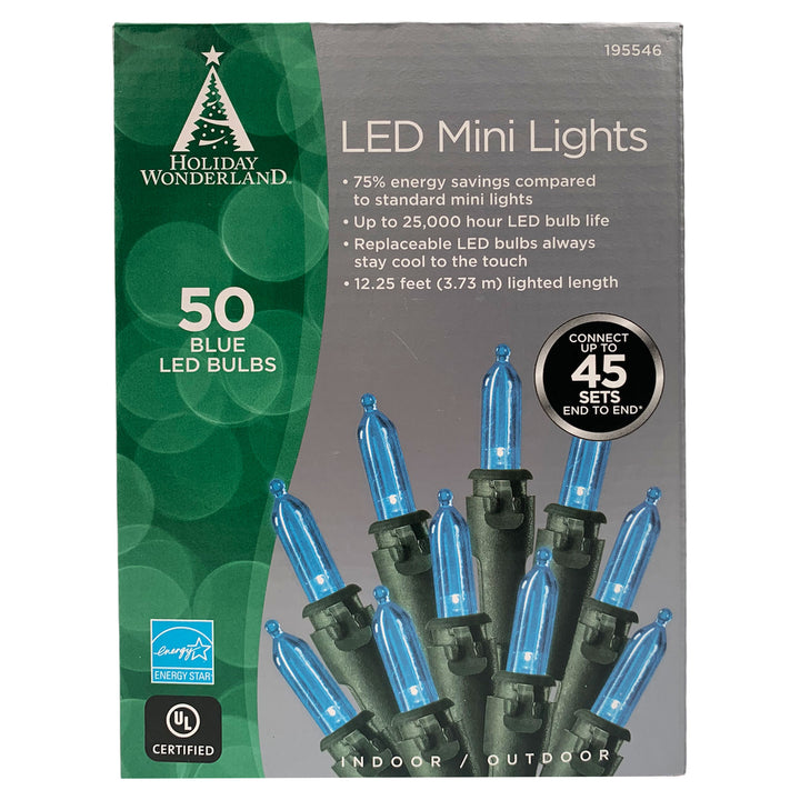 Holiday Wonderland&trade; LED T5 Mini Lights, 50-Lights, 12.25-Lighted Length, Blue