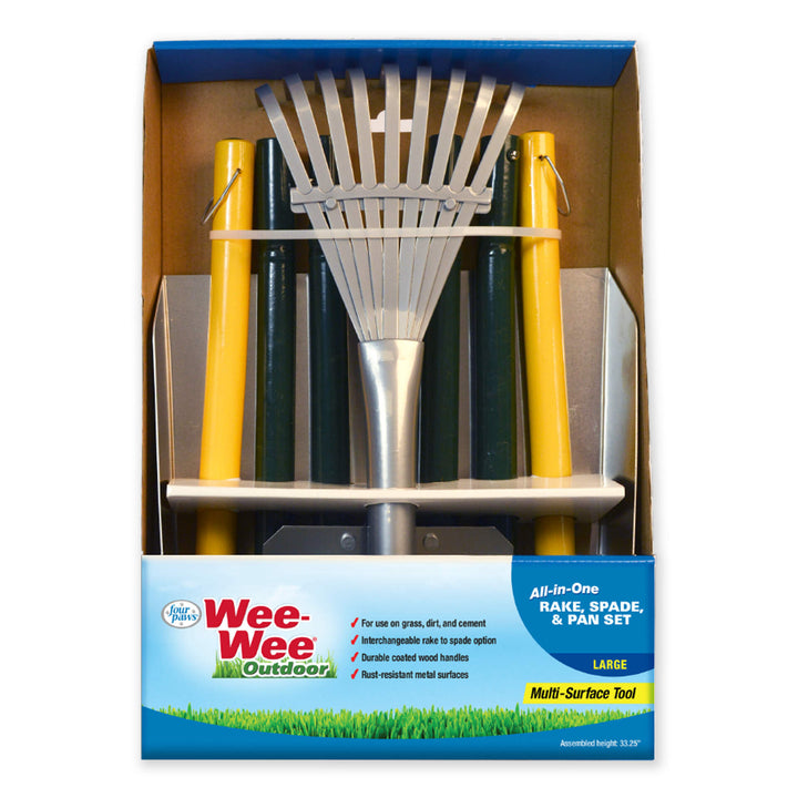 Four Paws Wee-Wee All-in-One Rake, Spade and Pan Dog Pooper Scooper Set, Large