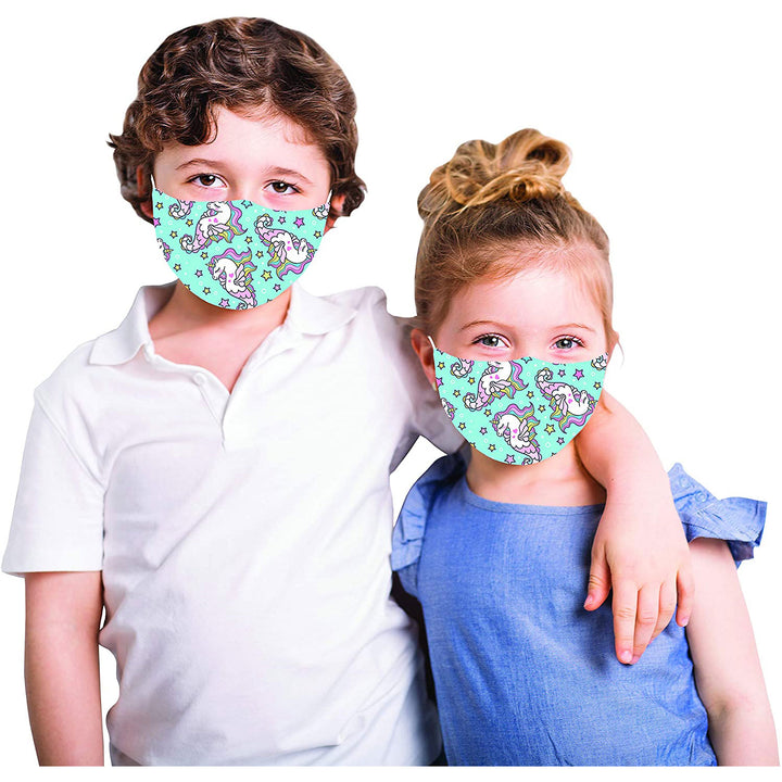 Snoozies!® Reusable Face Covering Mask w/ 4 Disposable Filters, Kids M/L Size, Unicorn Print
