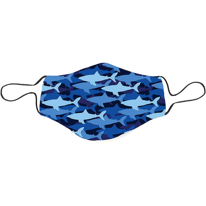 Snoozies!® Reusable Face Covering Mask w/ 4 Disposable Filters, Kids XS/S Size, Sharks Print