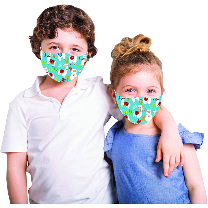Snoozies!® Reusable Face Covering Mask w/ 4 Disposable Filters, Kids M/L Size, Llama Print