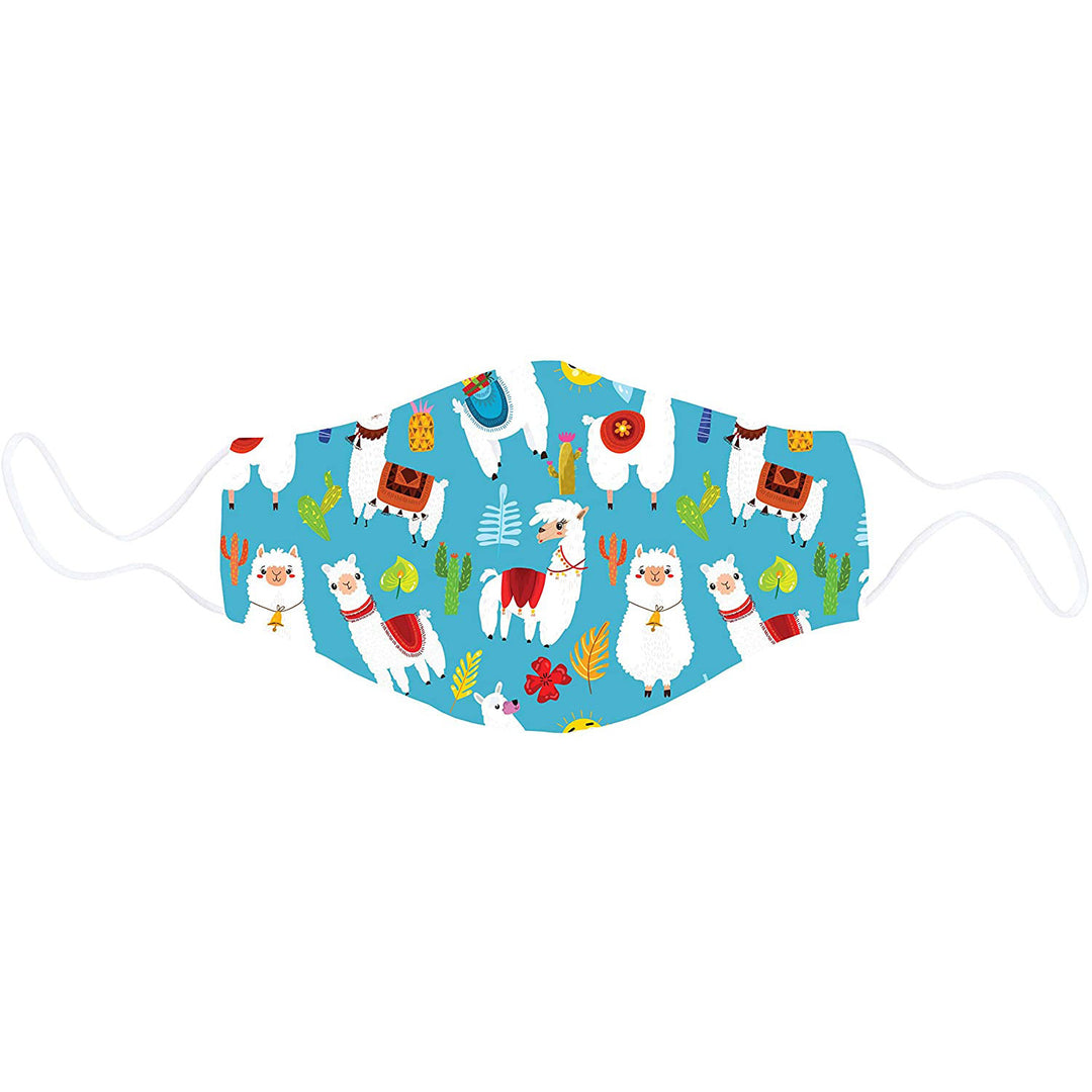 Snoozies!® Reusable Face Covering Mask w/ 4 Disposable Filters, Kids M/L Size, Llama Print