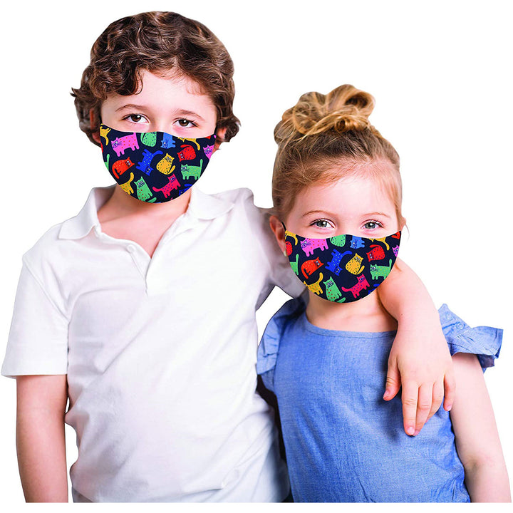 Snoozies!® Reusable Face Covering Mask w/ 4 Disposable Filters, Kids M/L Size, Cats Print