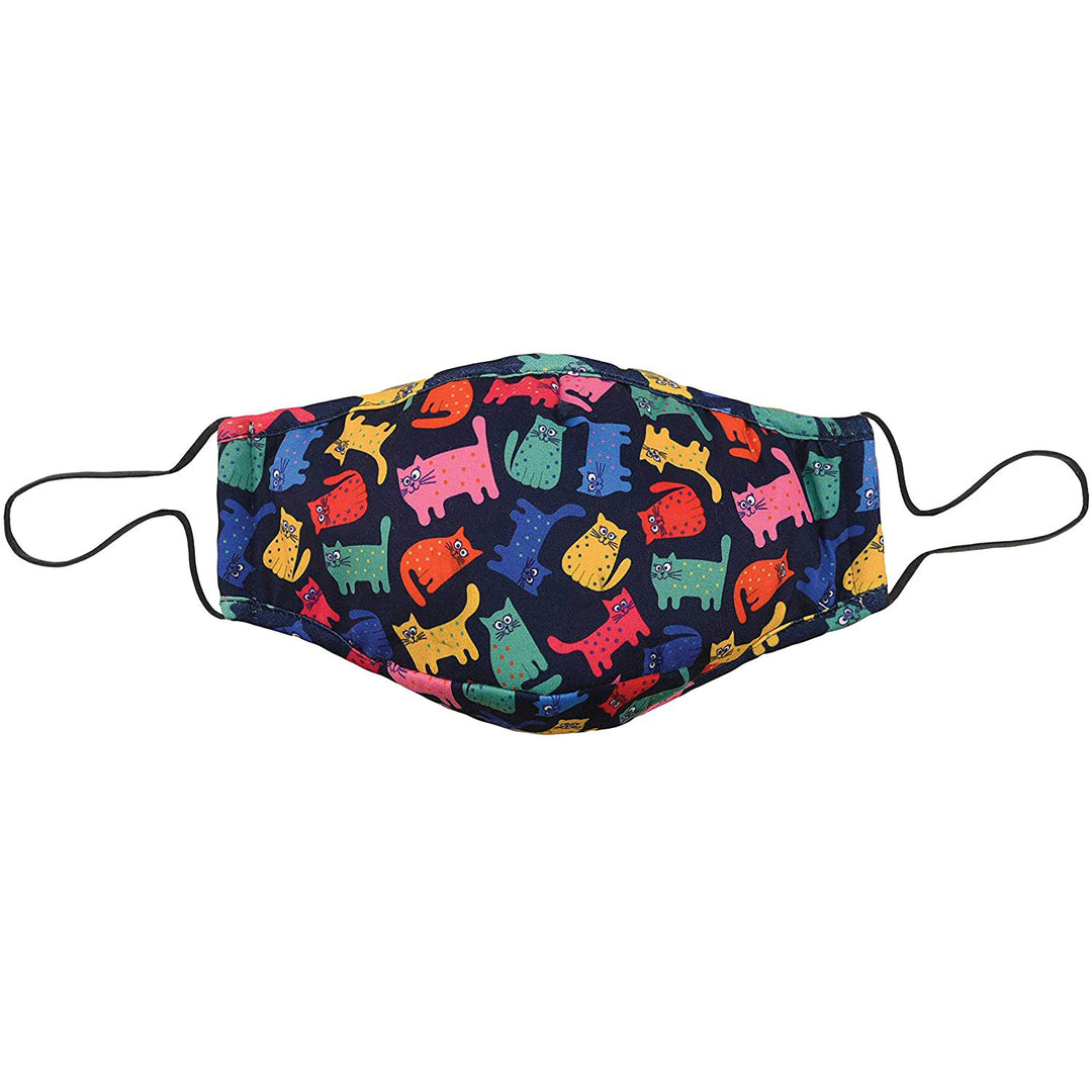 Snoozies!® Reusable Face Covering Mask w/ 4 Disposable Filters, Kids M/L Size, Cats Print