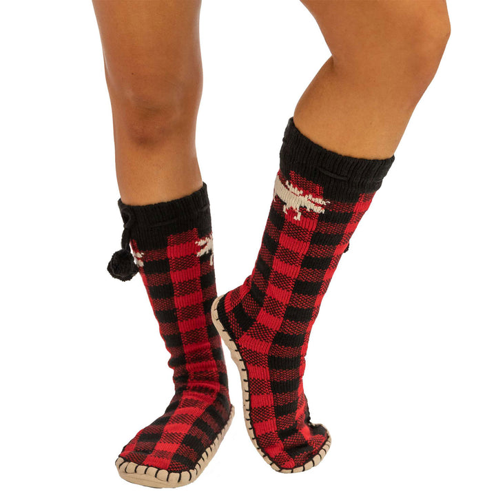Moose Plaid Adult Mukluk Slipper, S/M