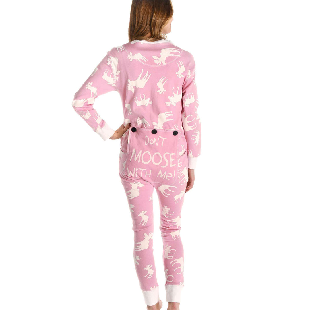 Classic Moose Adult Pink Onesie Flapjack, XL