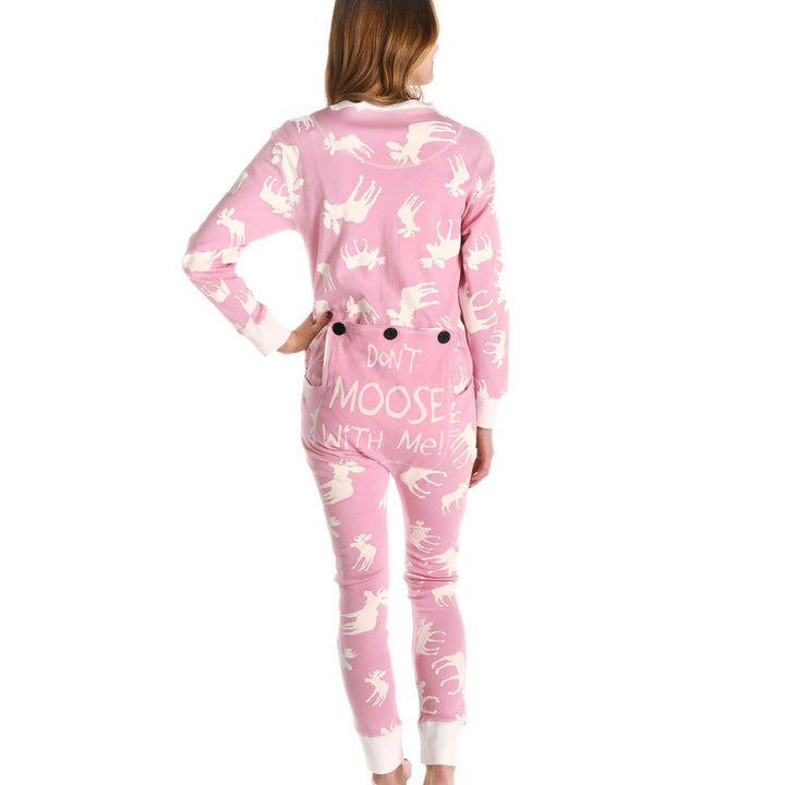 Classic Moose Adult Pink Onesie Flapjack, Small