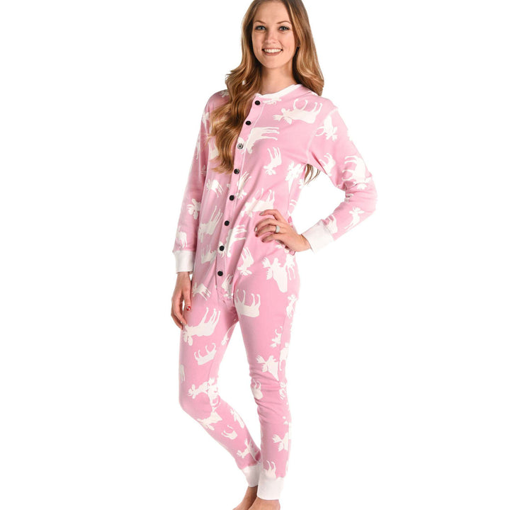 Classic Moose Adult Pink Onesie Flapjack, XL