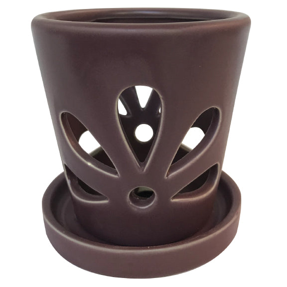 Border Concepts Mini Petals Orchid Pot w/ Attached Saucer, Matte Finish, 3.5-Inch (Colors Vary)
