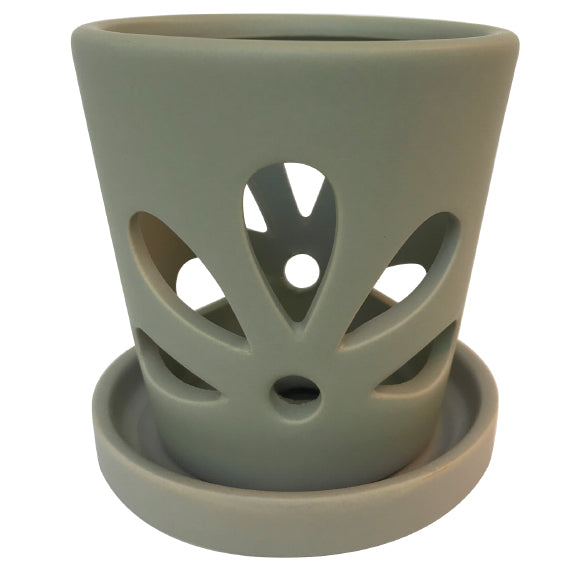 Border Concepts Mini Petals Orchid Pot w/ Attached Saucer, Matte Finish, 3.5-Inch (Colors Vary)