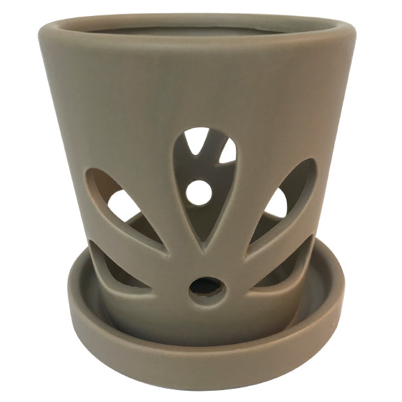 Border Concepts Mini Petals Orchid Pot w/ Attached Saucer, Matte Finish, 3.5-Inch (Colors Vary)