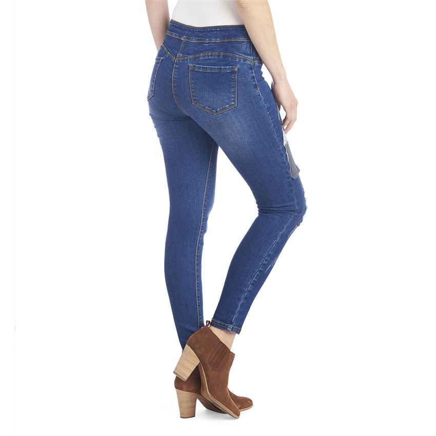 OMG Patchwork Skinny Jeans, Dark Denim, Small