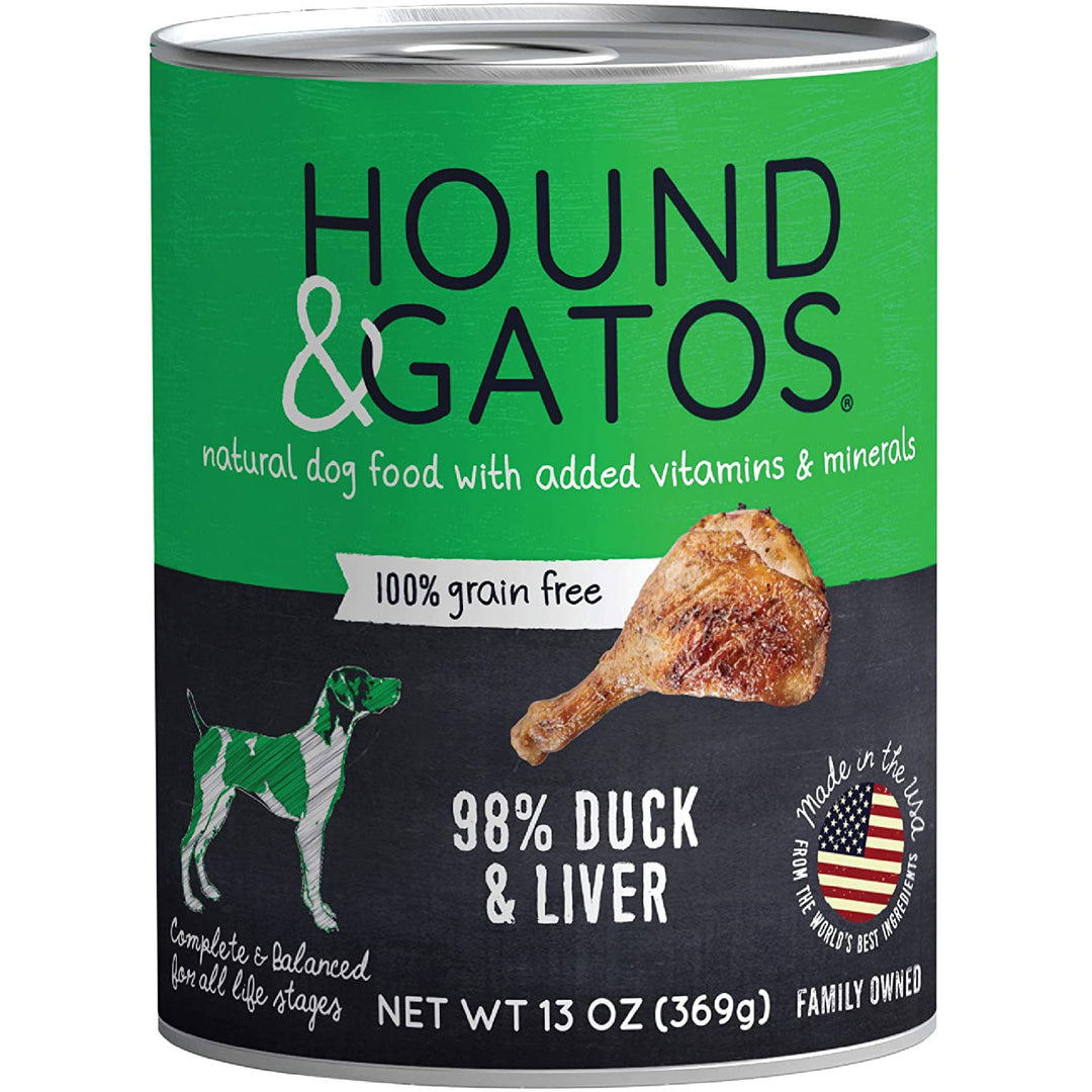 Hound & Gatos Duck & Liver Recipe Natural Canned Dog Food, 13 oz.