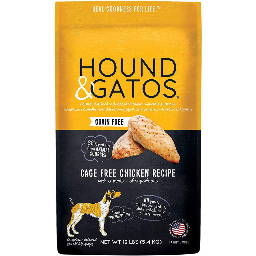Hound & Gatos Cage Free Chicken Recipe Natural Dry Dog Food, 12 lb.