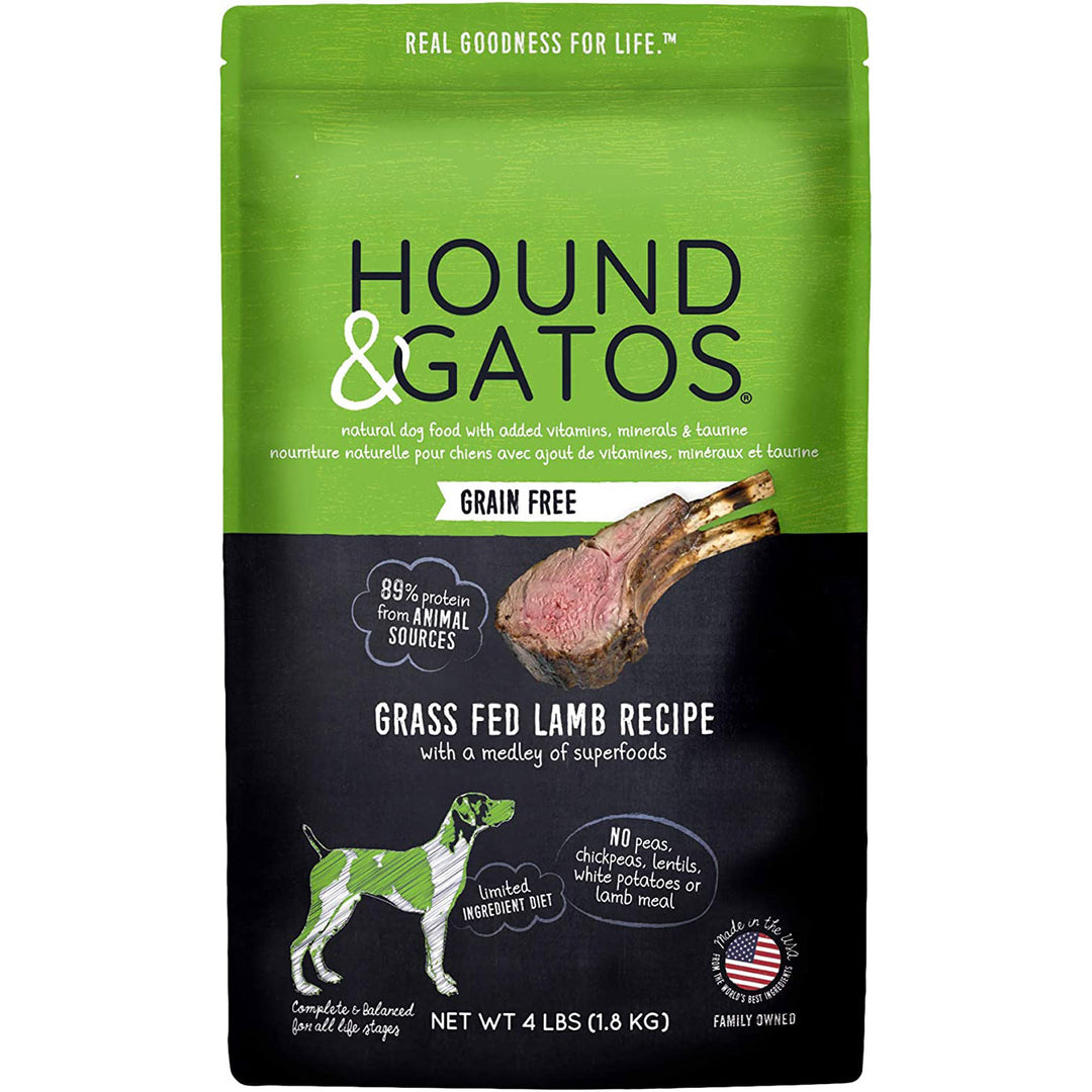 Hound & Gatos Grass Fed Lamb Recipe Natural Dry Dog Food, 4 lb.