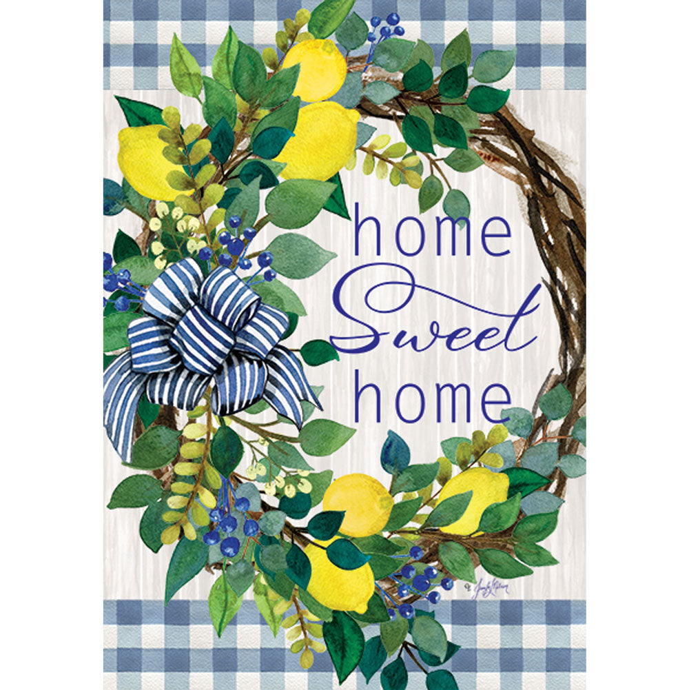 Custom Decor, Lemon Wreath, Garden Flag
