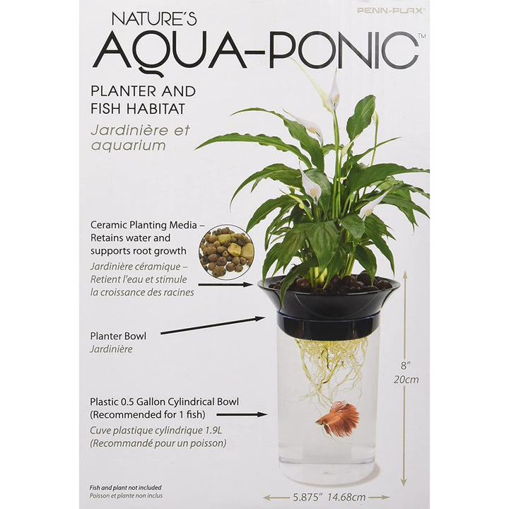 Aqua-Ponic Planter & Betta Fish Habitat, 2 Liter Tank