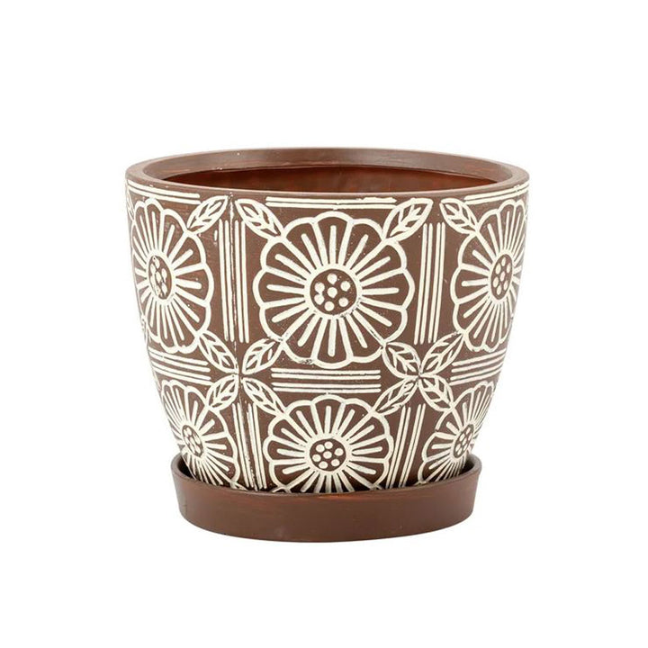 Napco, Rustic Flower Pot W/Saucer