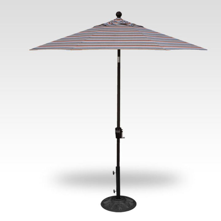 Treasure Garden 7.5 ft. Push Button Tilt Market Umbrella, Black Finish, Surround Dusk Stripe Color