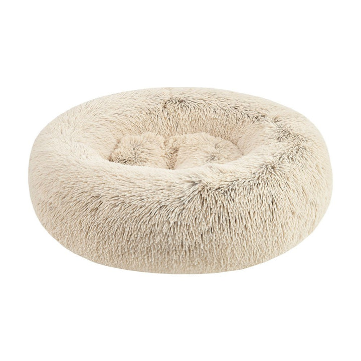 Petcrest Donut Dog Bed, Fur Tan