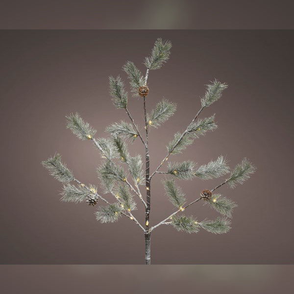 Lumineo 47" Micro LED Pine Branch w/ Pinecones, 50 Classic Warm B/O Lights