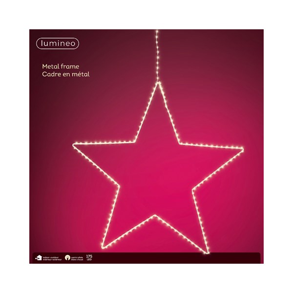 Lumineo 23" LED Star Metal Frame, 175 Warm White 5mm Bulbs