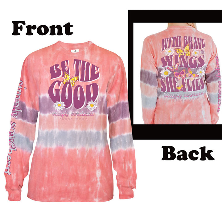 Simply Southern, Long Sleeve Shirt, With Brave Wings, Pink/Tie Dye, Size XX Large