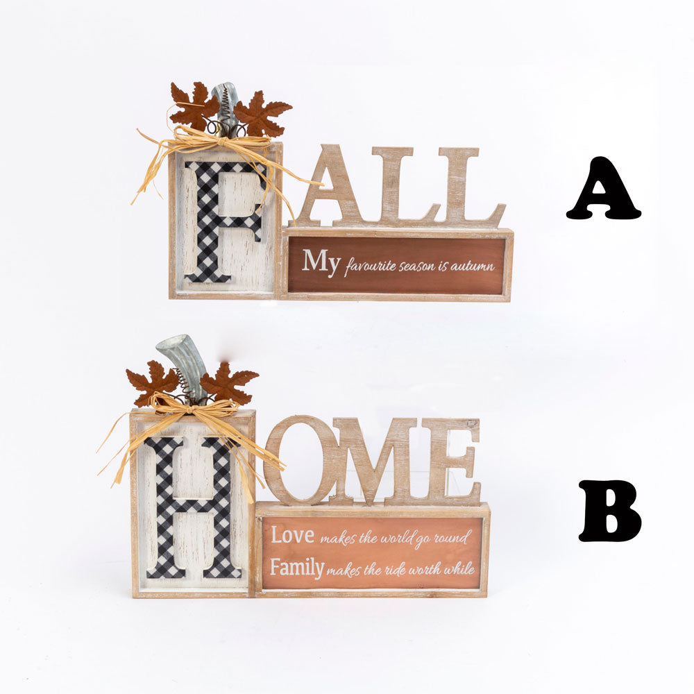 Gerson Company, Fall or Home Tabletop Sign, Sold Separately, Wood and Metal, 19.5"L