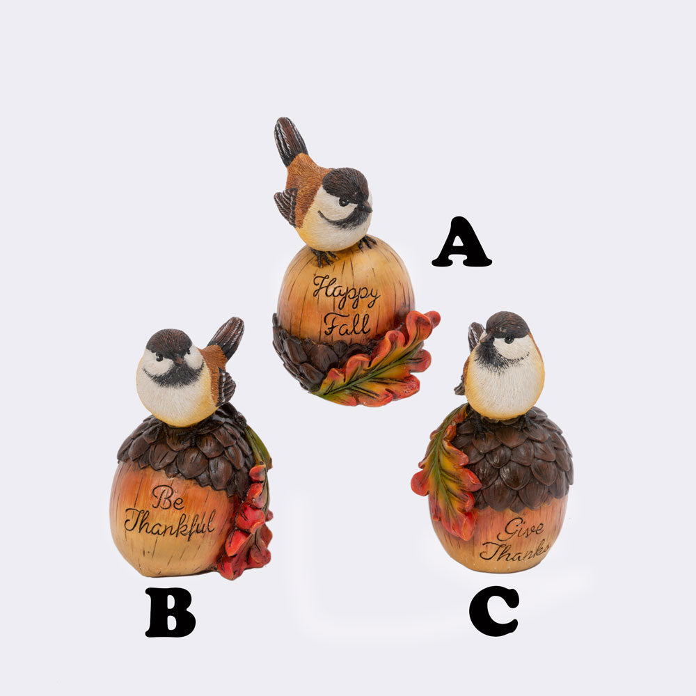 Gerson Company, Harvest Acorn w/ Bird Assorted, 5.5"H