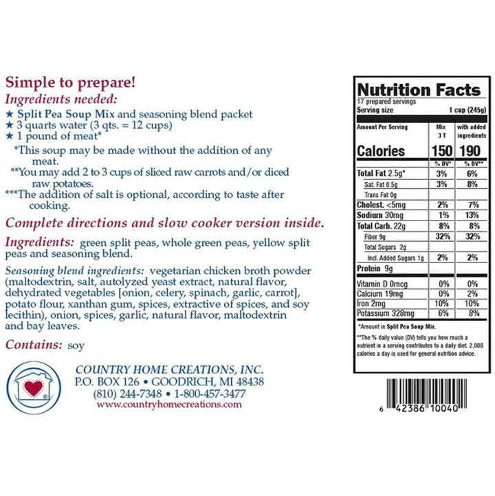 Country Home Creations Split Pea Soup Mix, 20 oz.