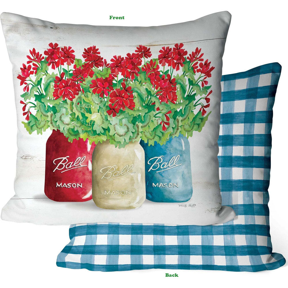 Custom Decor, Patriotic Geraniums Pillow