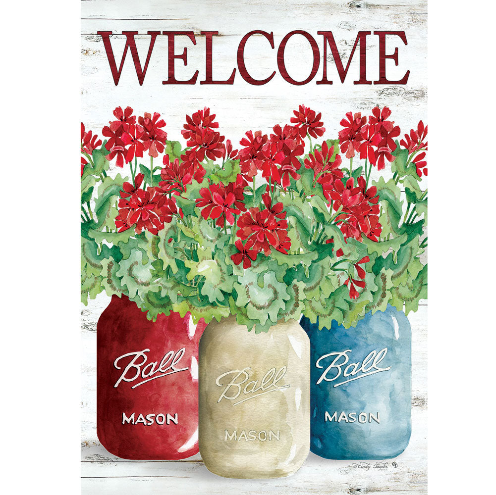 Custom Decor, Patriotic Geraniums, Flag