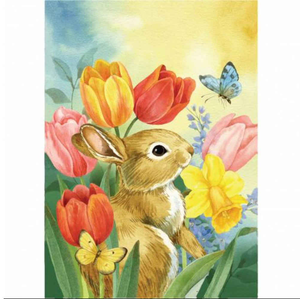 Carson Home Accents, Tulip Bunny Garden Flag