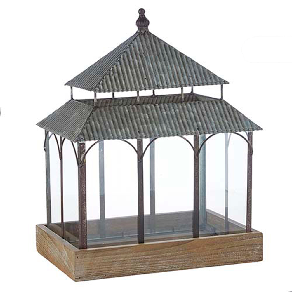 Raz, Galvanized Terrarium, 17"H