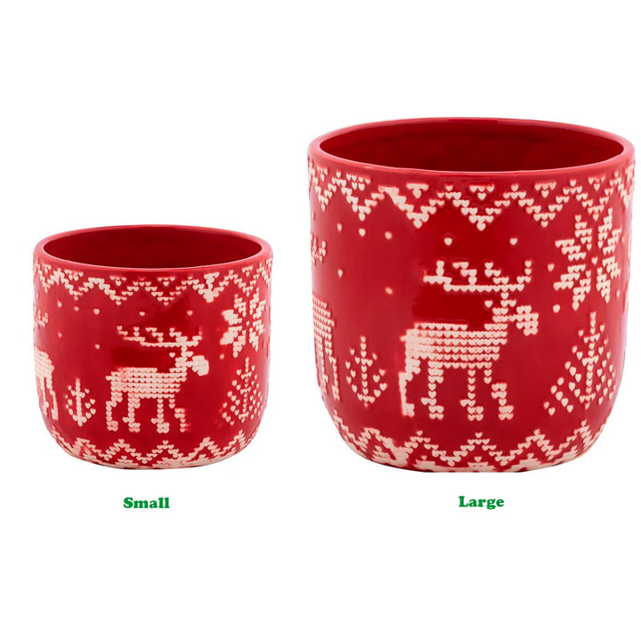 Napco, Red Embossed Deer Pot