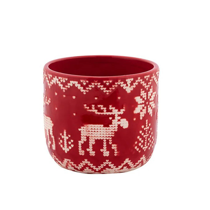 Napco, Red Embossed Deer Pot