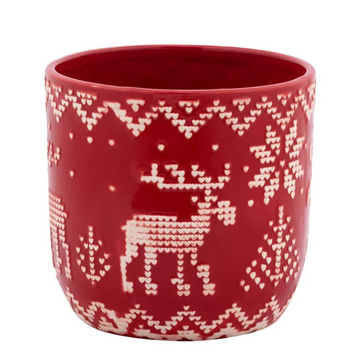 Napco, Red Embossed Deer Pot