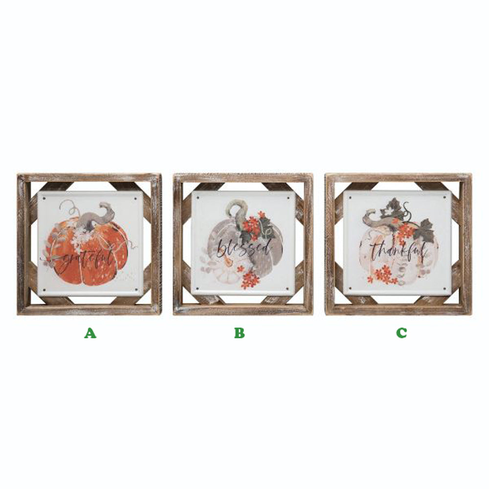 Transpac, Wood Framed Pumpkin Decor, Assorted and Sold Separately