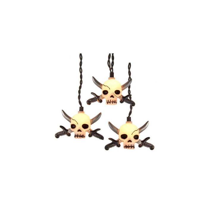 Kurt Adler, Skull W/Swords, 10 Light Set