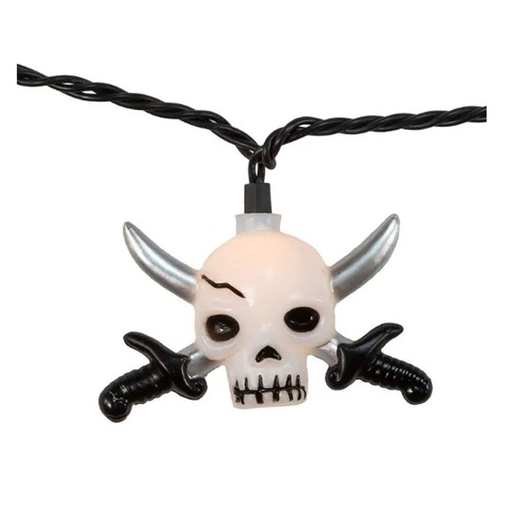 Kurt Adler, Skull W/Swords, 10 Light Set