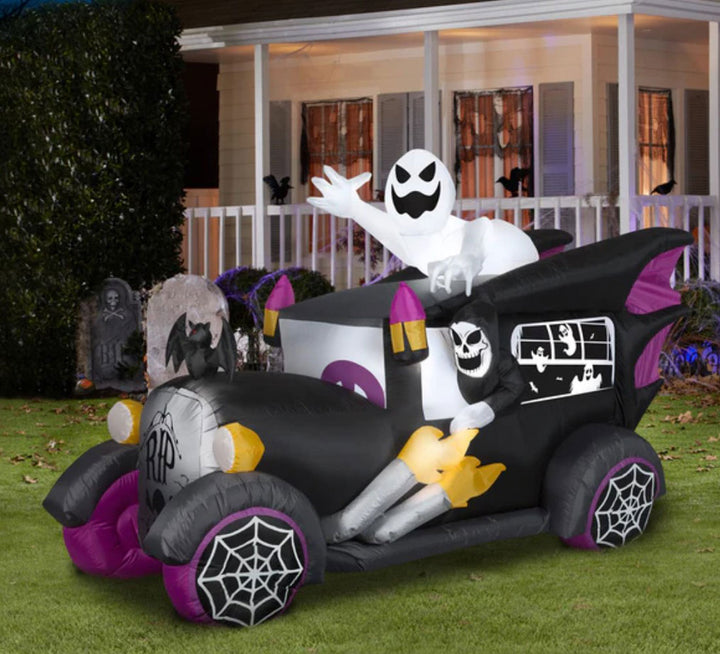 Gemmy, Black Vintage Hearse Inflatable, 5.5' Tall