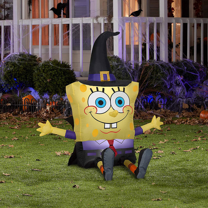 Gemmy, SpongeBob in Witch Costume Inflatable, 4' Tall