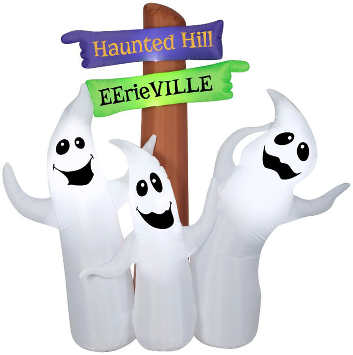 Gemmy, Ghost Trio W/Sign Inflatable, 5.5' Tall