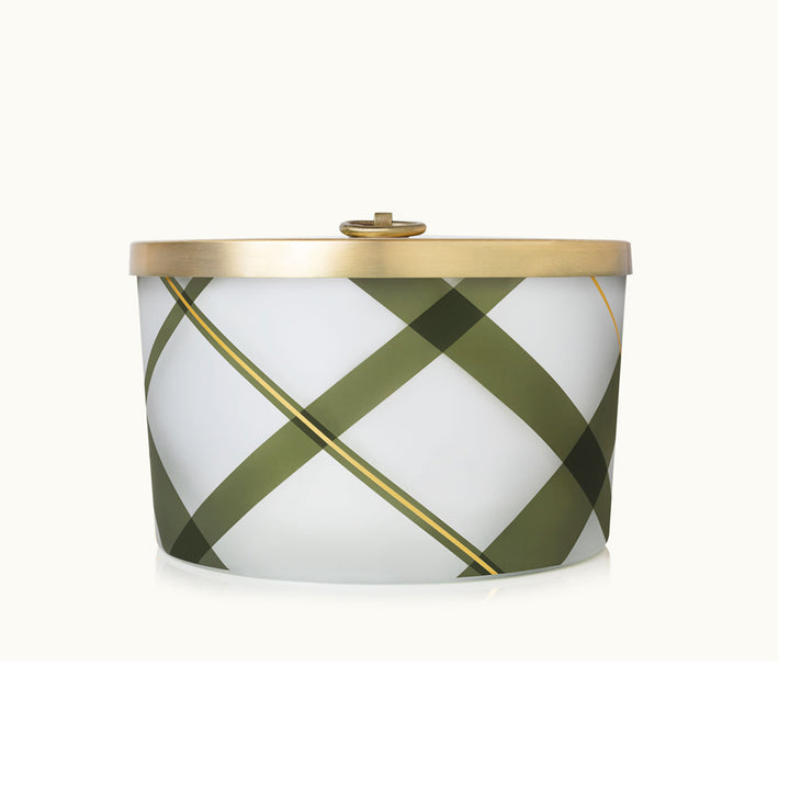 Thymes, Frasier Fir Frosted Plaid Pour Candle, Large, 18 oz.