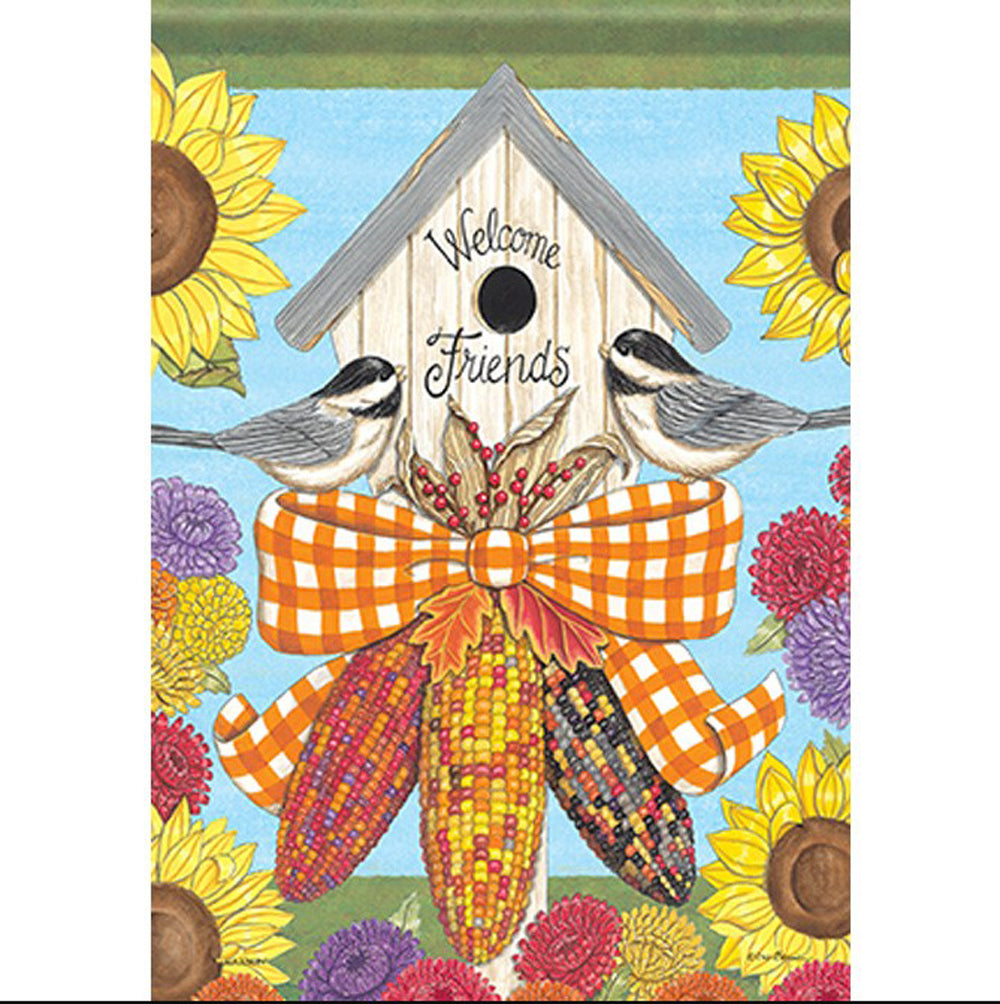 Carson, Chickadees & Corn Garden Flag