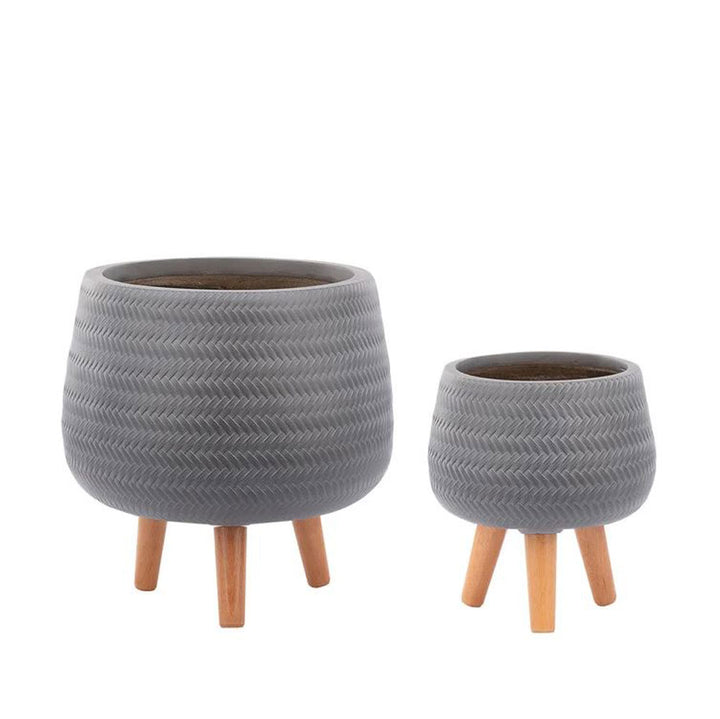 Napco, Taupe Woven Tripod Planter